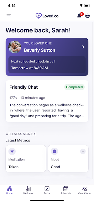 Loved: Senior Care Check-Ins Screenshot 0