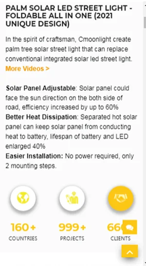 Cmoonlight Solar LED Website Screenshot 1