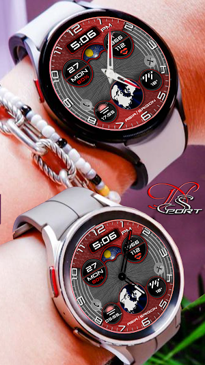 [N-SPORT370]HybirdRedWatchFace Screenshot 3