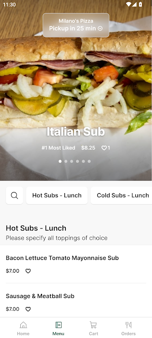 Milano's Pizza Screenshot 1