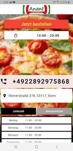 Anant Pizzaservice Bonn Screenshot 1