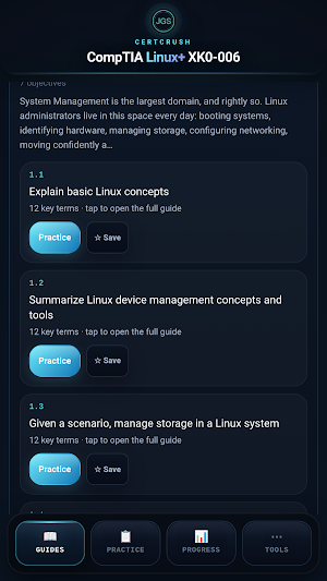 CertCrush: Linux+ XK0-006 Screenshot 1
