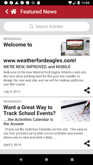 Weatherford Eagles Athletics Screenshot 2