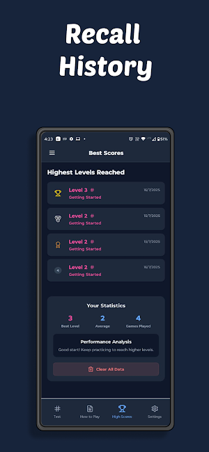 Number Memory Test Screenshot 3