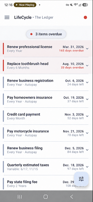 LifeCycle: Life Management Screenshot 3