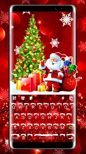 Happy Red Christmas Keyboard Background Screenshot 0
