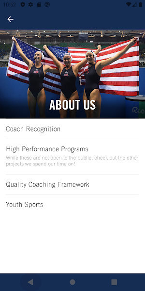 Team USA Mobile Coach Screenshot 1