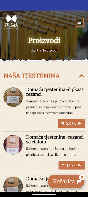 MILABI tjestenine Screenshot 0