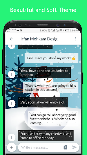 Snow man SMS Dual Theme Screenshot 1