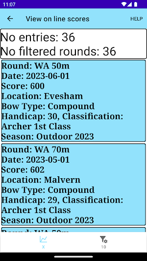 ArcheryLink  score plot rounds Screenshot 3