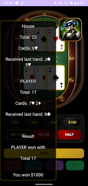 GetPro Blackjack with AI Screenshot 2