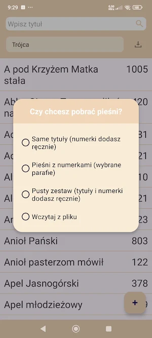 Lista pieśni Screenshot 1