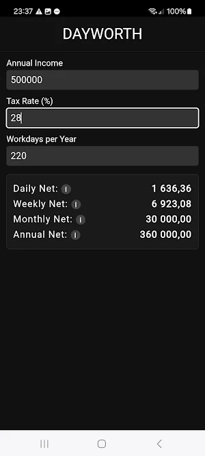 Daily Rate Calculator Screenshot 1