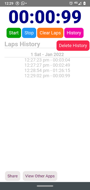 Stopwatch Laps Tracker Screenshot 1