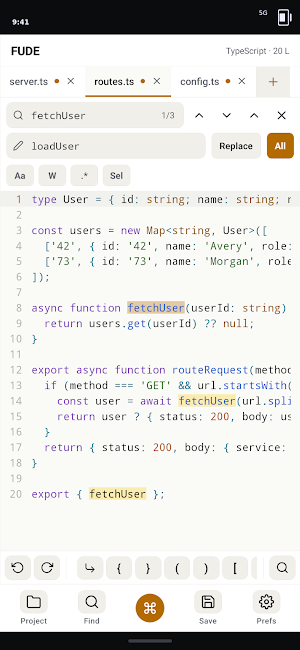 FUDE — Code Editor Screenshot 3