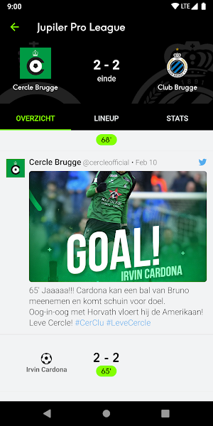 sporza voetbal Screenshot 2