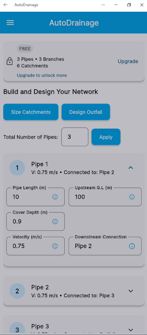 AutoDrainage - Pipe Design Screenshot 3