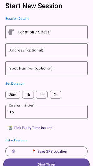 Parking Meter Timer Tracker Screenshot 1