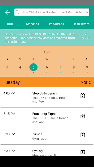 The CENTRE Rolla Health & Rec. Screenshot 2