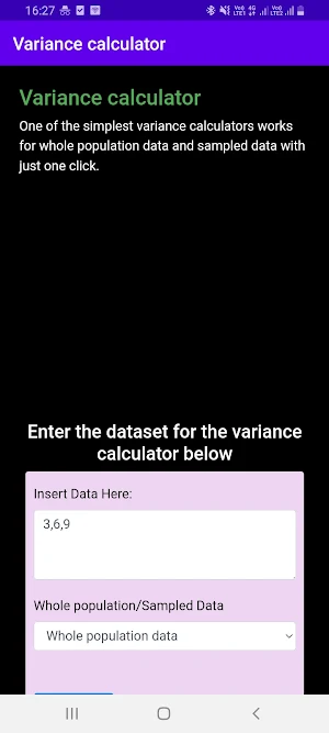 Variance calculator Screenshot 0
