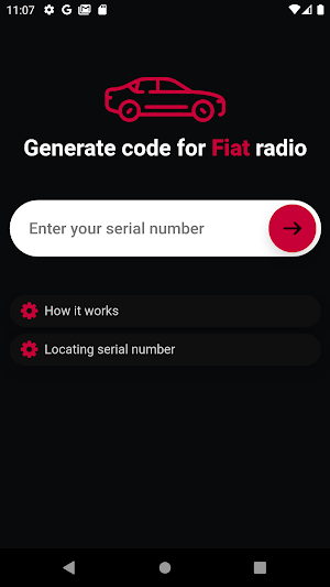 Fiat radio code generator Screenshot 0