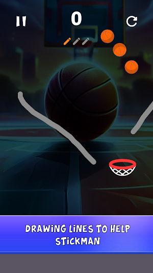 Stickman Draw Line Basketball Screenshot 1