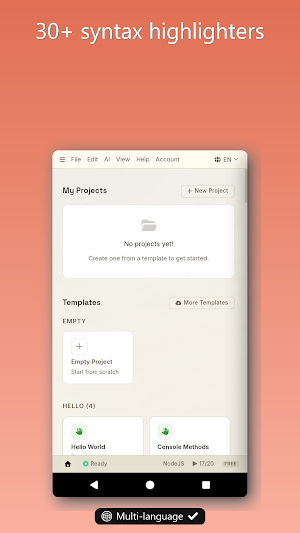 Node.js IDE, Compiler & AI Screenshot 3