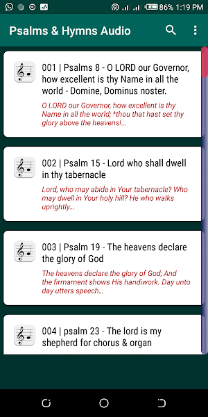 Christian Psalms, Anthems & Hymns Audio Screenshot 1