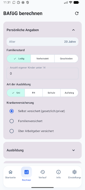 inofficial BAfoeG Calculator Screenshot 1