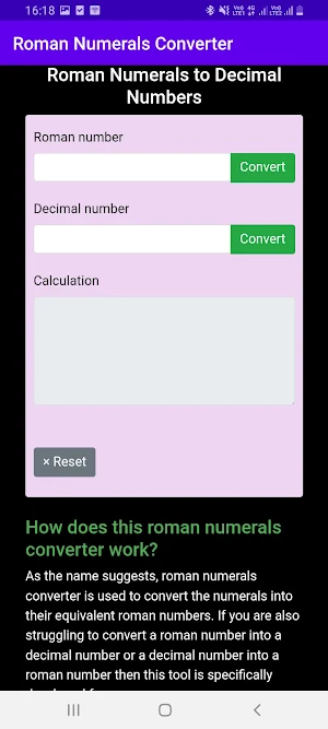 Roman Numerals Converter Screenshot 1