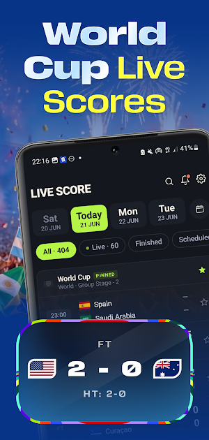 Live Score: Soccer World Cup Screenshot 0