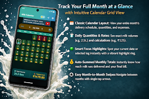 Milk Monthly Expense Calendar Screenshot 0