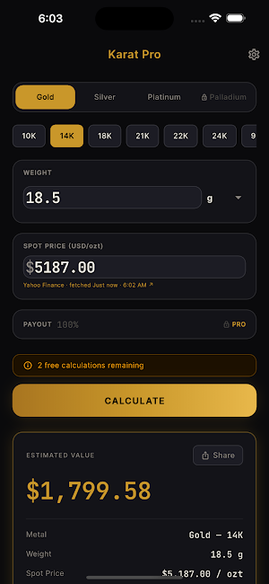 Karat Pro: Gold Calculator Screenshot 0