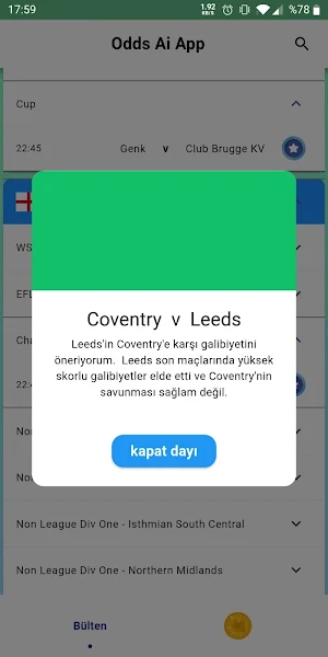 Odds AI: Match Prediction Screenshot 3