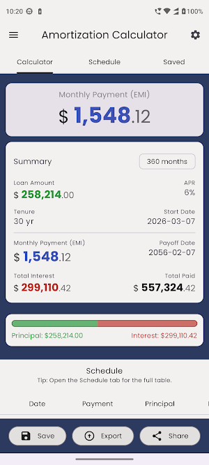 Loan Amortization Calculator Screenshot 1