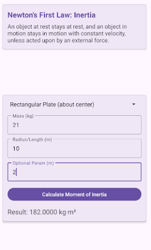 InertiaCalc: Newton's Law Screenshot 0