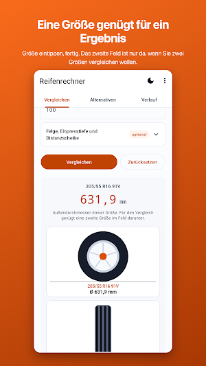 Reifenrechner: Reifengrößen Screenshot 0
