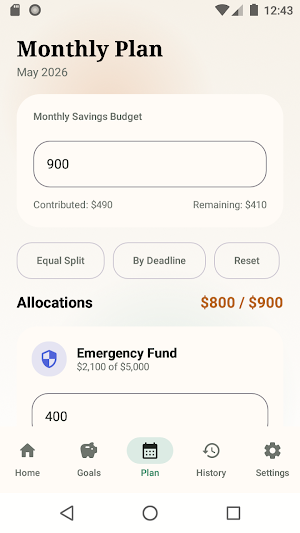 Monthly Savings Planner Screenshot 3