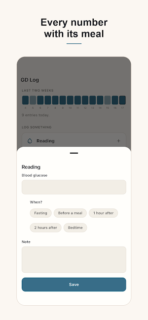 Gestational Diabetes Log Screenshot 1
