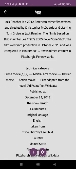 Jack reacher - info Screenshot 1