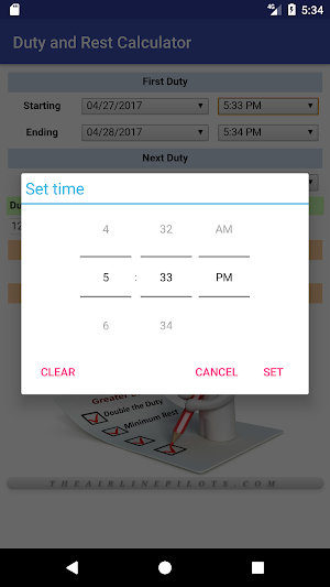 Duty and Rest Calculator Screenshot 2