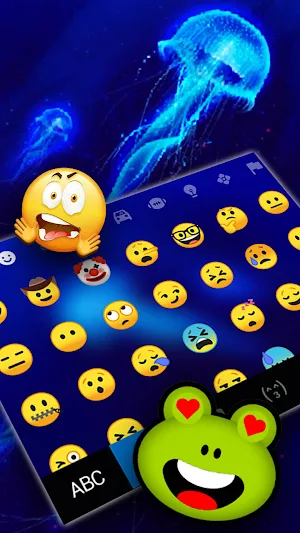 Neon Blue Jellyfish Keyboard B Screenshot 2