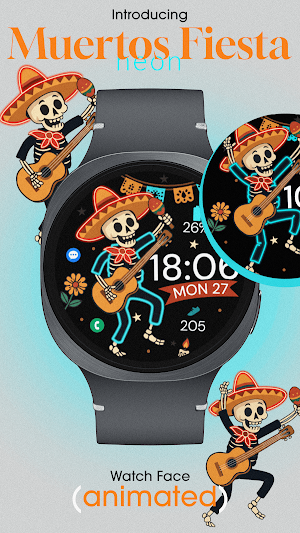 Muertos Fiesta Neon Watch Face Screenshot 0
