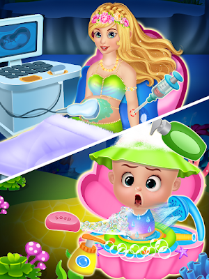Pregnant mermaid mommy & newborn babysitter game Screenshot 0