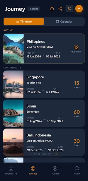 Visa Run: Nomad Travel Tracker Screenshot 1