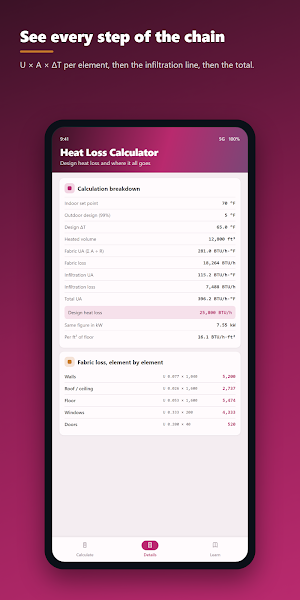 Heat Loss Calculator Screenshot 3