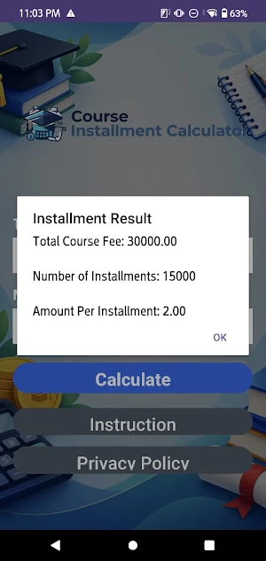 Course Installment Calculator Screenshot 3