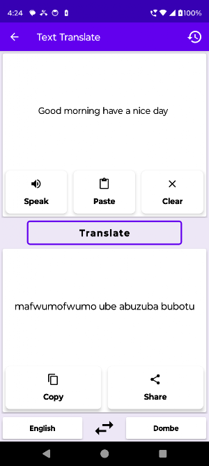 English To Dombe Translator Screenshot 1
