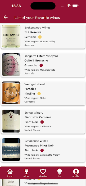 Your favorite wines app Screenshot 1