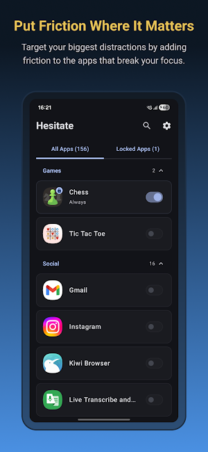 Hesitate: App Lock for Focus Screenshot 1